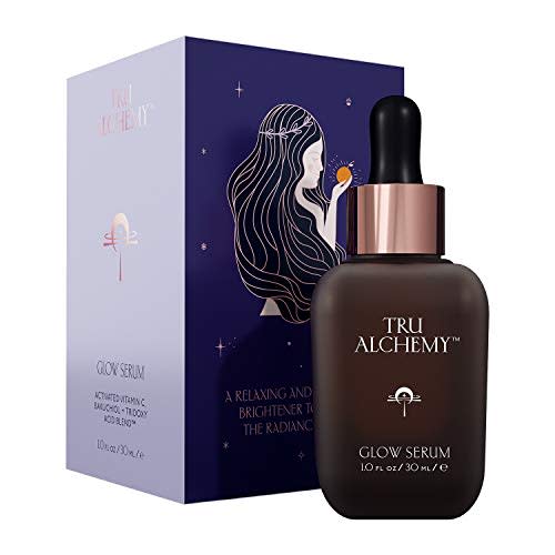 Tru Alchemy Vitamin C Glow Serum | Facial Serum with Bakuchiol, Glycolic & Lactic Acid | Skin Brightening Serum | Anti-aging Vitamin C Face Serum | Hydrating Face Wrinkle Serum | 1 fl oz/30 ml