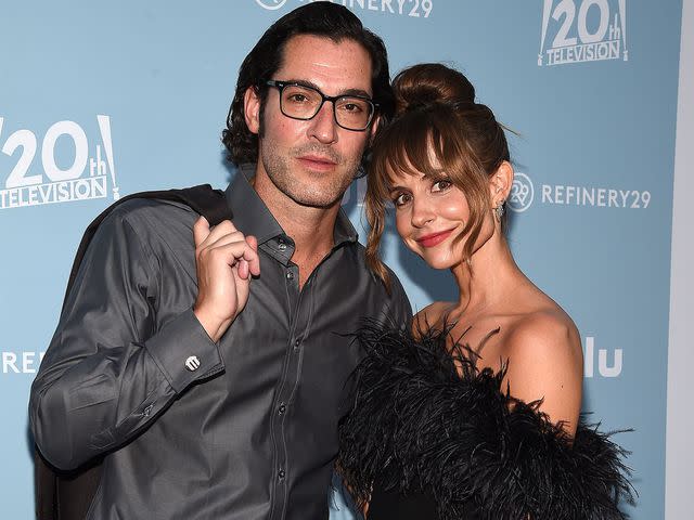 <p>Frank Micelotta/PictureGroup for Hulu/Shutterstock</p> Tom Ellis and his wife Meaghan Oppenheimer at Hulu's 'Tell Me Lies' Screening Event on September 8, 2022.