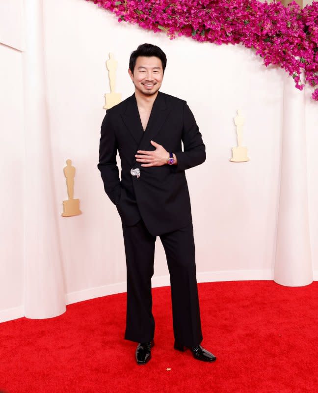 Simu Liu attends the Academy Awards on Sunday. Photo by John Angelillo/UPI