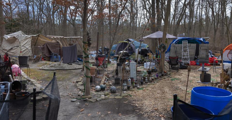 Homeless camp behind the Shop Rite in Neptune which is a concern to Neptune Township offiicials. 3/15/23