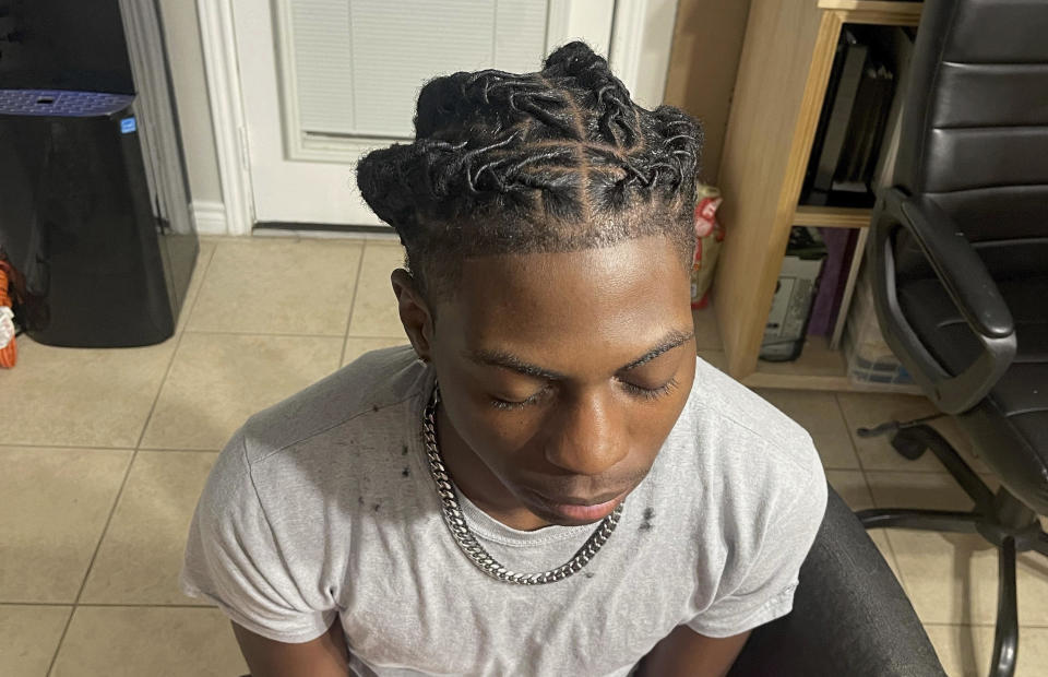 Darryl George showing his locs hairstyle Sept. 10, 2023. / Credit: Darresha George / AP