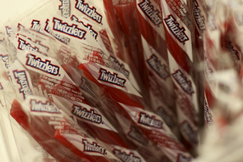 They look harmless enough, but Twizzlers Strawberry Twists contain <a href="http://www.thehersheycompany.com/brands/twizzlers-twists/strawberry.aspx">20 ingredients</a>, including glycerin, which is also used in some soaps. Corn syrup, flour, niaicin, ferrous sulfate, thiamin mononitrate, riboflavin, folic acid, sugar, cornstarch, palm oil, salt, artificial flavor, mono- and diglycerides, citric acid, potassium sorbate, red 40, mineral oil, soy lecithin, glycerin