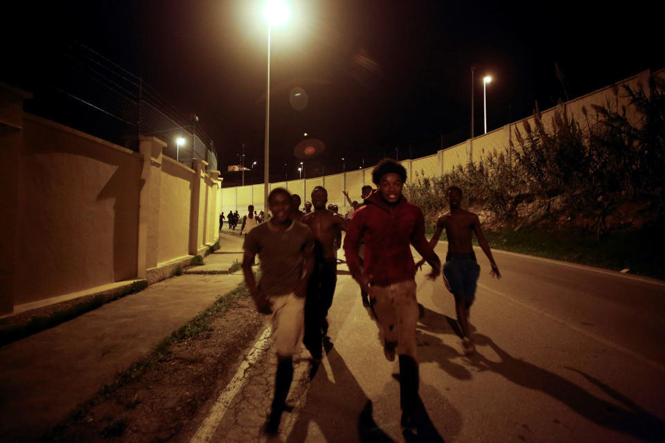 Migrants at the border in Spain’s North African enclave of Ceuta