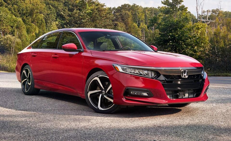 <p>Honda's largest sedan hasn't changed much since its 10th generation debuted in 2018, but that's fine with us. It's one of our favorite sedans. The Accord has made our annual 10Best list 33 times, and the latest version of the mid-size sedan keeps the good times rolling. The Accord's blend of space, performance, efficiency, and refinement is unmatched in its class, plus it's the most fun to drive, with an extremely well-tuned suspension, solid structure, and a peppy base engine, a 192-hp turbocharged four-cylinder. Its interior is also handsome, Honda's suite of active-safety gear is standard, and the Accord has earned high safety scores from the National Highway Traffic Safety Administration (NHTSA) and the Insurance Institute for Highway Safety (IIHS).</p>
