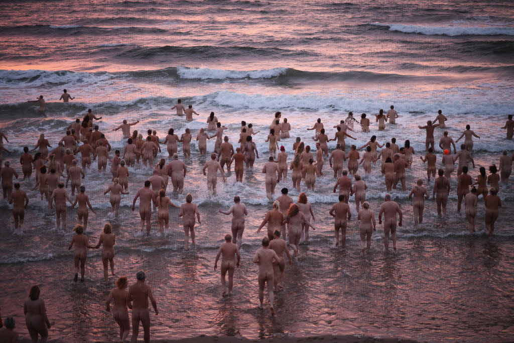 Hundreds of skinny dippers flocked to the beach this morning [Photo: Getty]