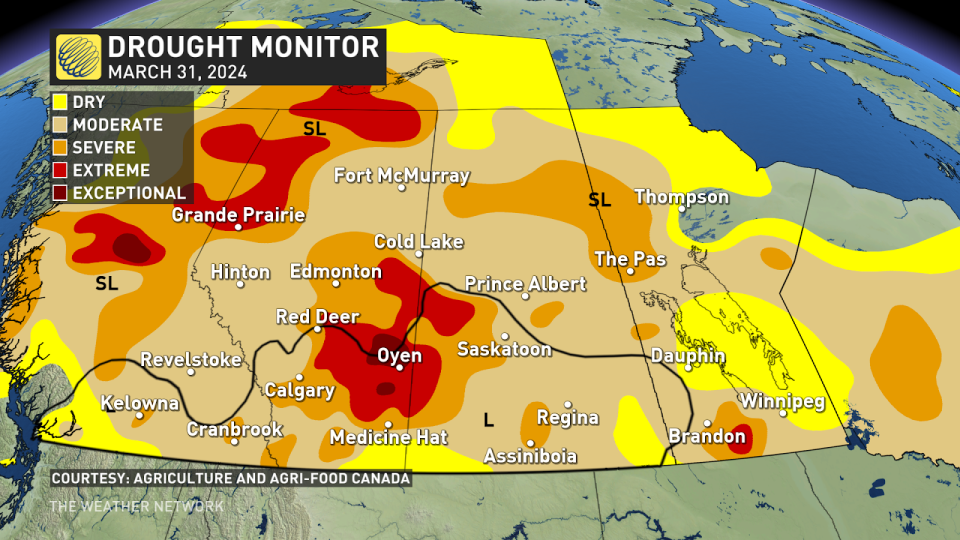 Prairies Drought Monitor March 31 2024