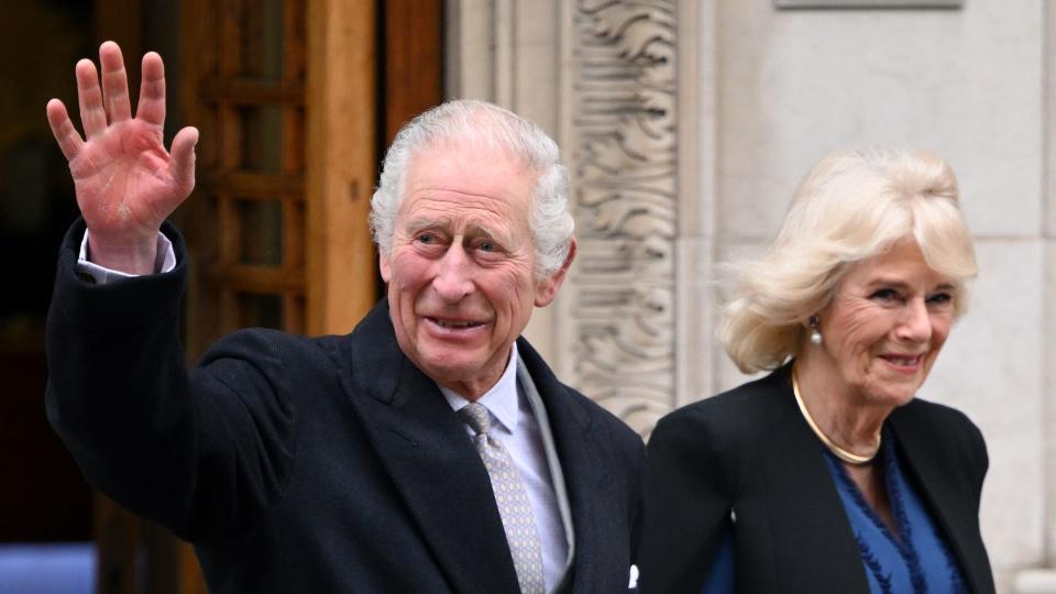 King charles and camilla leaving hospital 