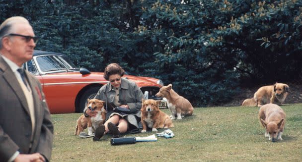 PHOTO: Queen Elizabeth takes a break from watching the Royal Windsor Horse Show, in which her husband Prince Philip is participating, May 12, 1973, in Virginia Water, England. (Bettmann Archive/Getty Images)