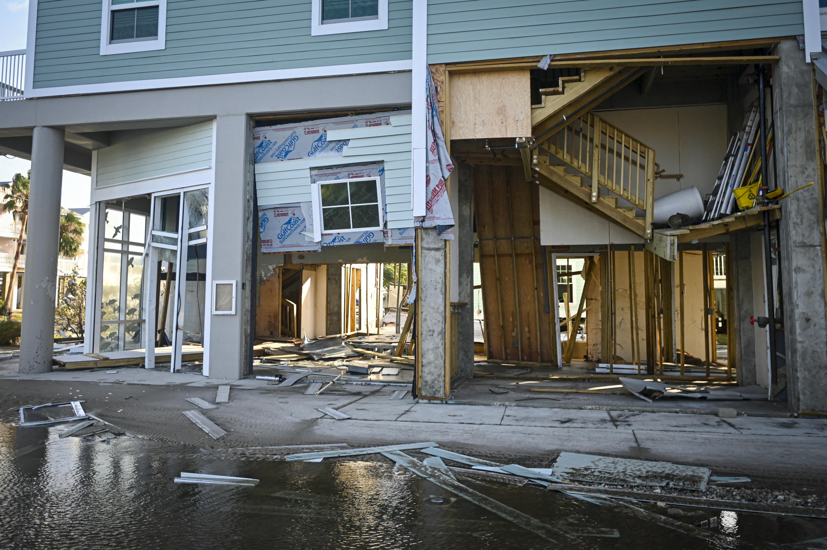 A home destroyed by Hurricane Helene is seen in Cedar Key, Florida, on September 27, 2024. (Miguel J. Rodriguez Carrillo/AFP via Getty Images)