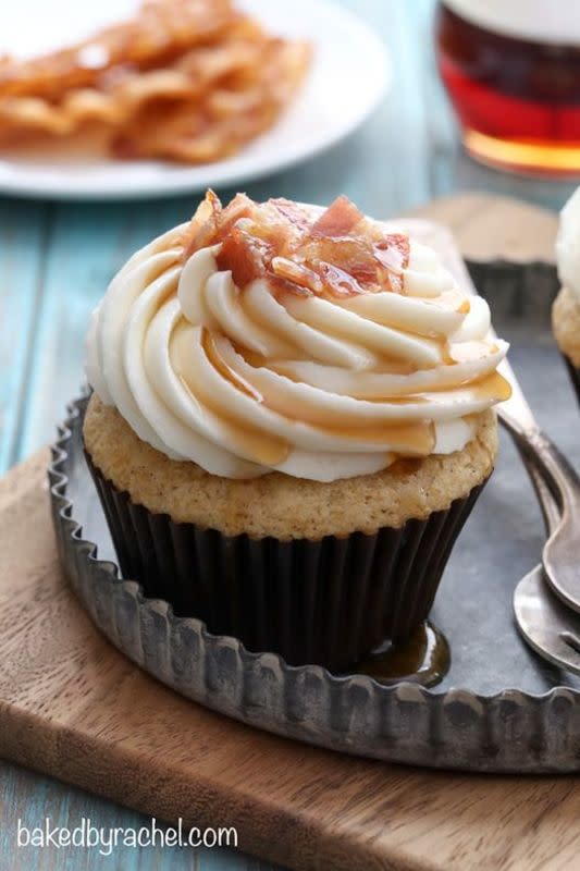 <p>Baked by Rachel</p><p> Moist homemade maple bacon french toast cupcakes with maple cream cheese frosting.</p><p><strong>Get the recipe:</strong> <a href="https://www.bakedbyrachel.com/maple-bacon-french-toast-cupcakes/" rel="nofollow noopener" target="_blank" data-ylk="slk:Maple Bacon French Toast Cupcakes;elm:context_link;itc:0;sec:content-canvas" class="link rapid-noclick-resp"><strong>Maple Bacon French Toast Cupcakes</strong></a></p>