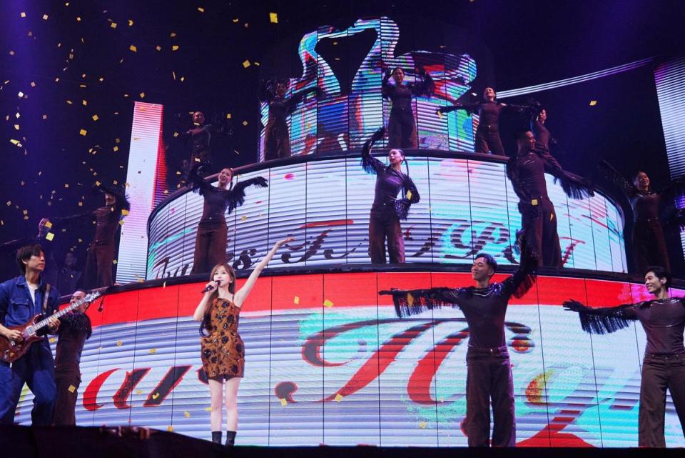 王心凌24日在台北小巨蛋舉辦第二天「2023輝葉按你 王心凌SUGAR HIGH世界巡迴演唱會」。（天晴娛樂）