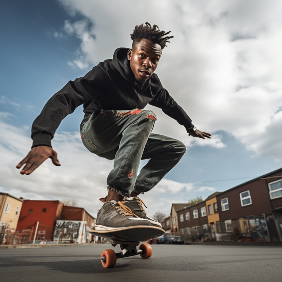 A man skateboarding outside