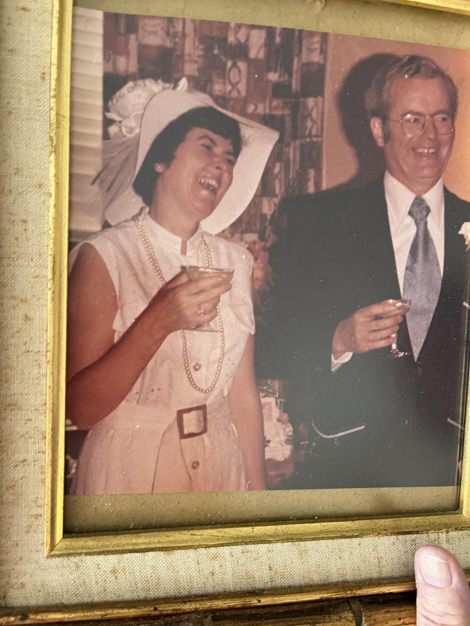 Marge Gallagher and her husband celebrated on their wedding day in the 1970s.