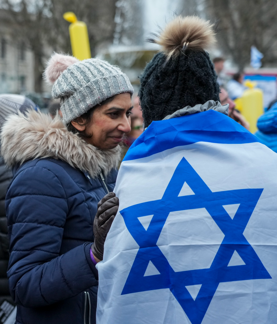 Former Home Secretary Suella Braverman at the pro-Israel rally in Trafalgar Square (PA)