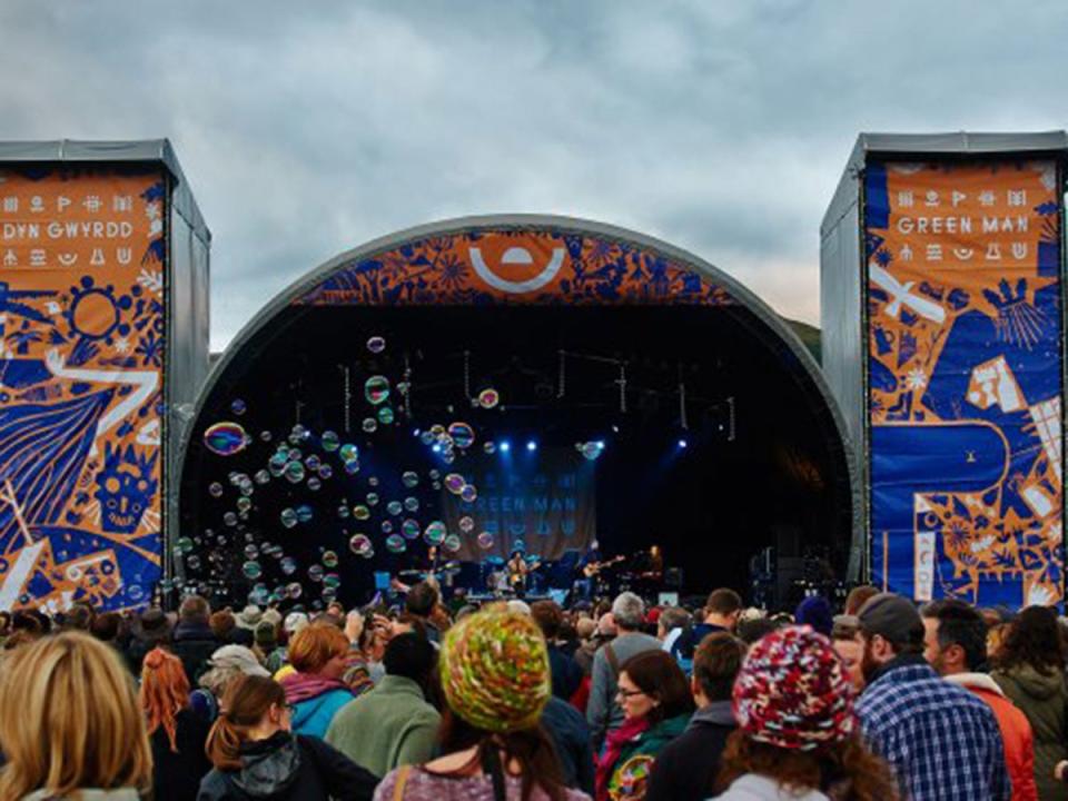 Festival goers enjoy the atmosphere at Green Man Festival (Gary Wolstenholme/Getty)