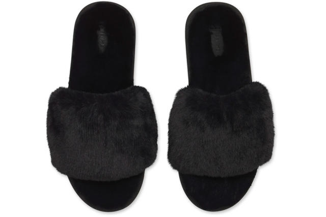 Women's Furry Slide Sandal | Black, Size 12 | Good American by Khloé Kardashian