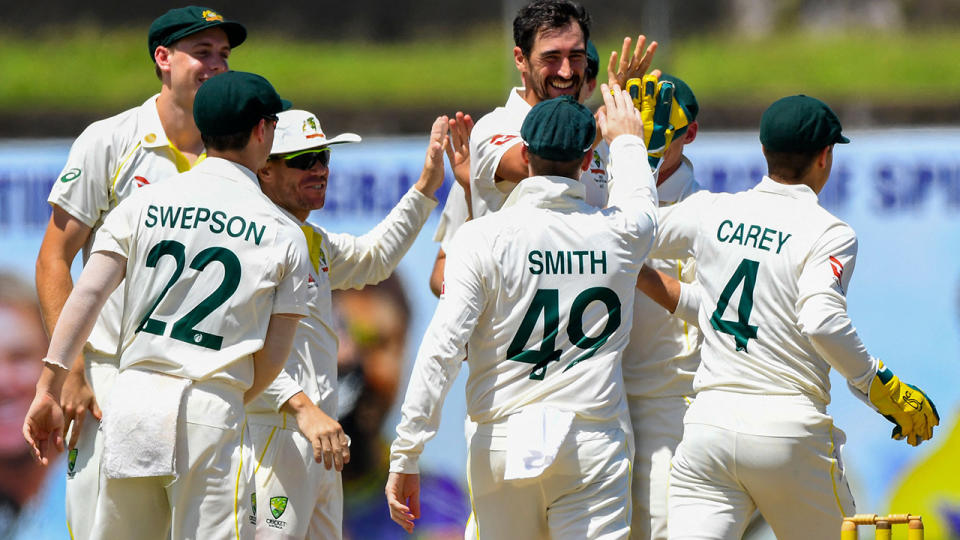 Australia got off to a fast start against Sri Lanka, picking up two early wickets, before the hosts steadied. (Photo by ISHARA S. KODIKARA/AFP via Getty Images)