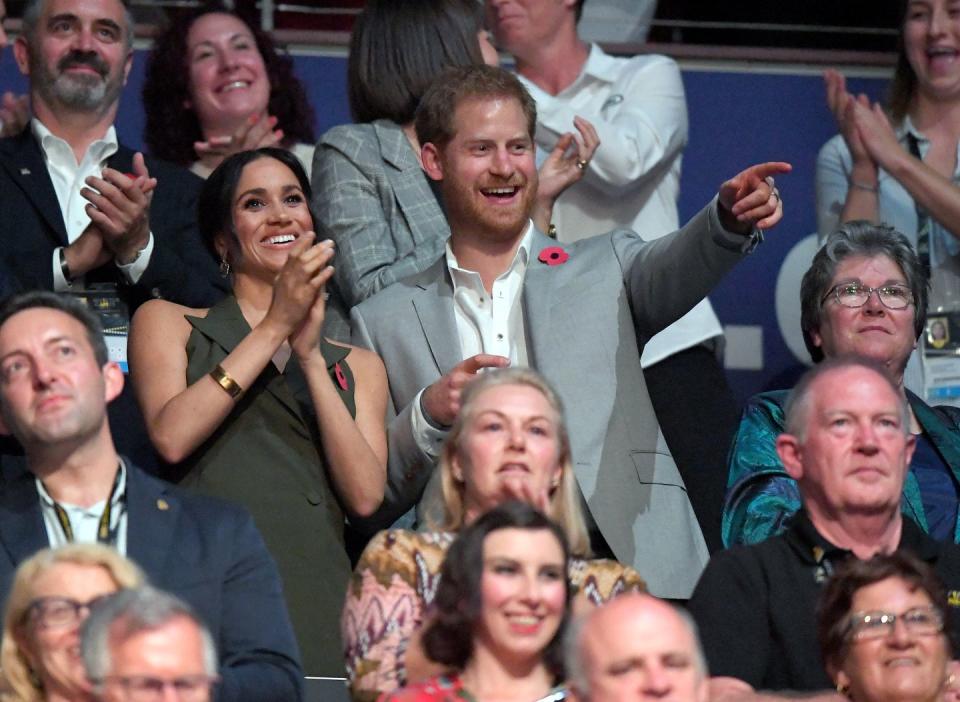 The Duke and Duchess of Sussex watch the closing ceremony for the Invictus Games in Sydney.