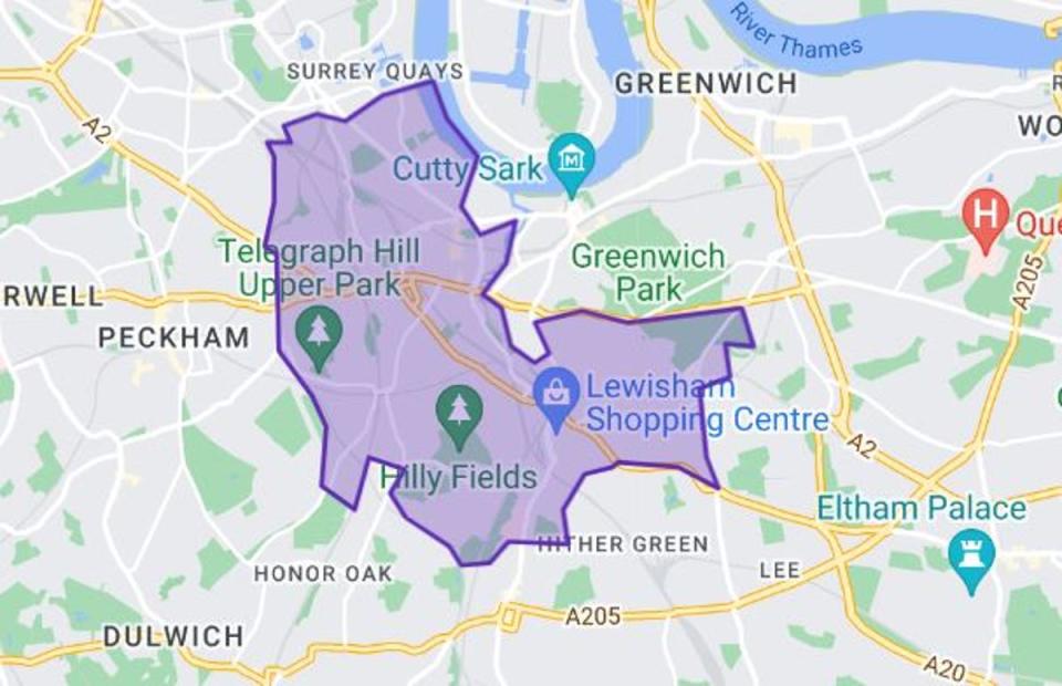 Lewisham North Constituency map (Commons Library)