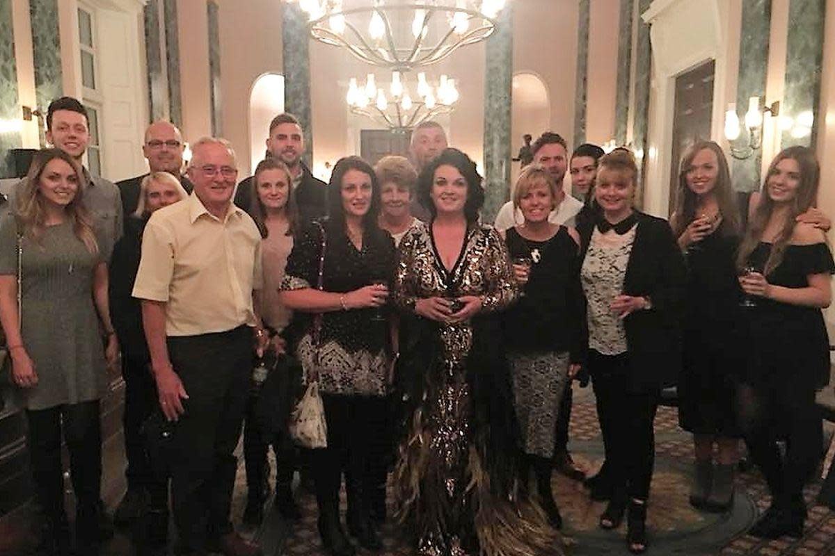 Stella (centre) with family and friends after her performance on Michael McIntyre's Big Show