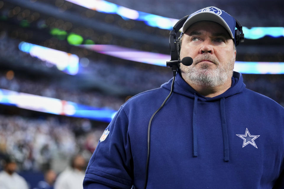 The Dallas Cowboys' Mike McCarthy will be one of several coaches looking over his shoulder in 2024, with a loaded crop of head-coaching candidates primed for 2025. (Photo by Cooper Neill/Getty Images)