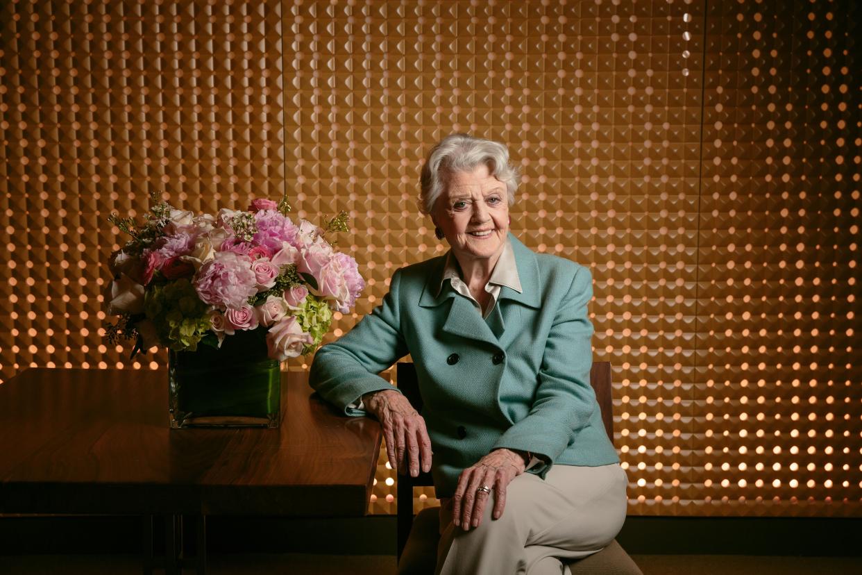 In this Tuesday, Dec.16, 2014 photo, Angela Lansbury poses for a portrait during press day for "Blithe Spirit" at the Ahmanson Theatre in downtown Los Angeles. 