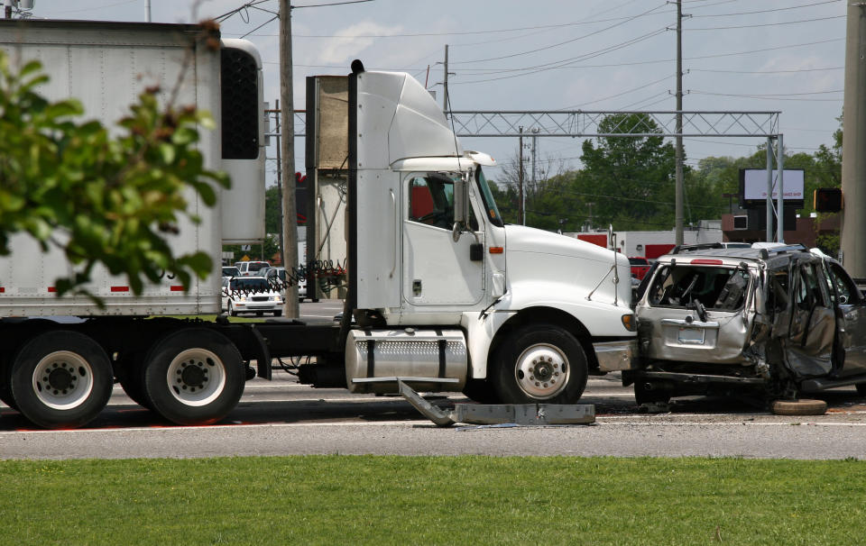 An 18-wheeler crashed into a car