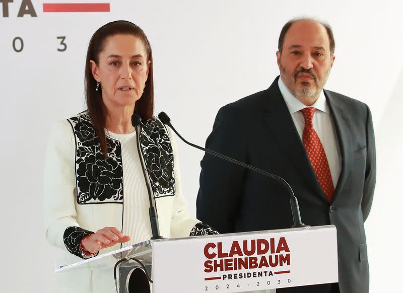 Mexican President-elect Claudia Sheinbaum announces a member of her cabinet in Mexico City