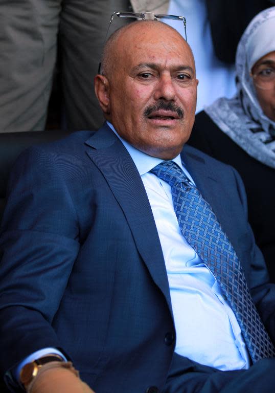 Former Yemeni president Ali Abdullah Saleh attends a festival on the occasion of the first anniversary of the handover of power on February 27, 2013