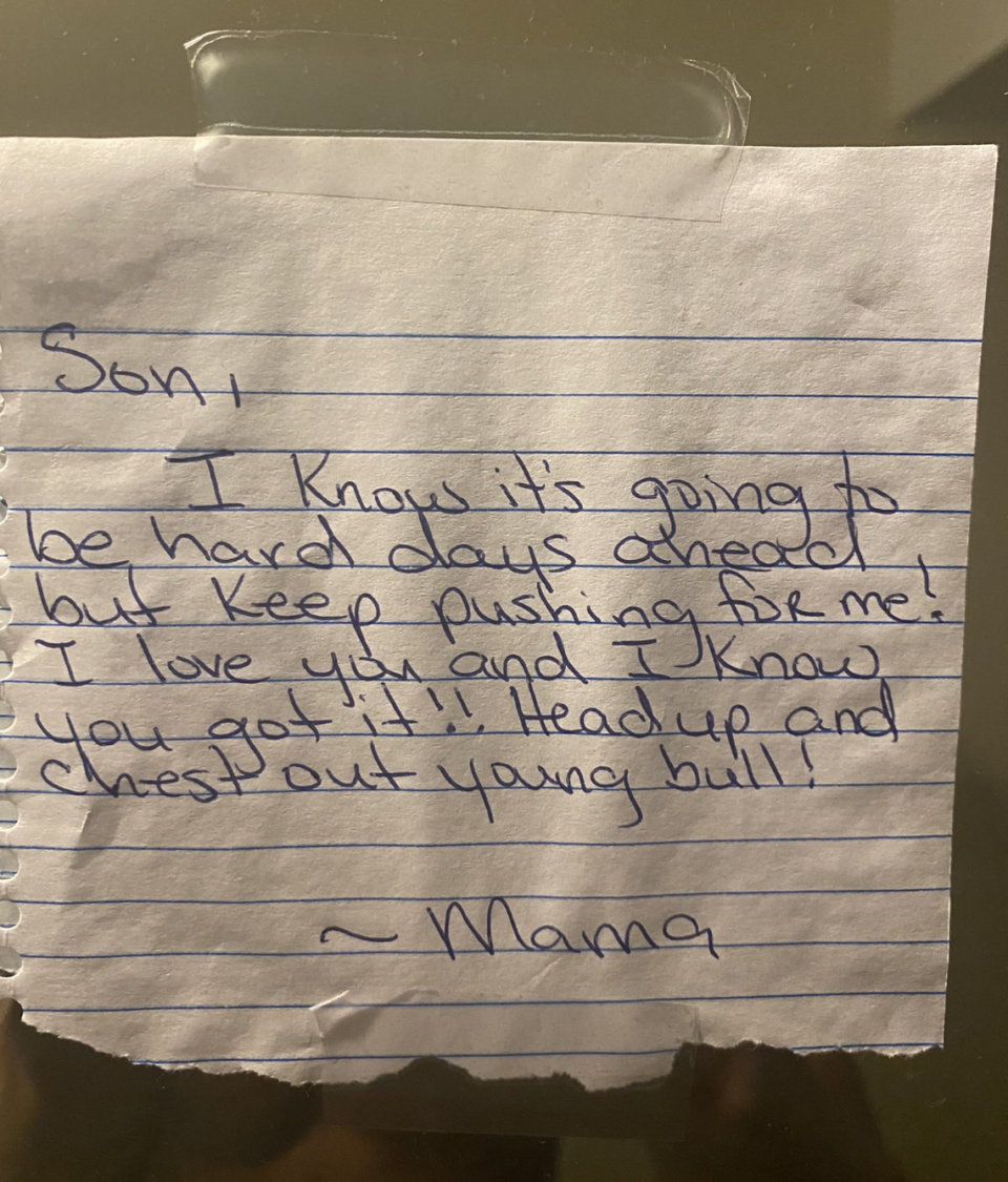Missouri football player Ennis Rakestraw Jr.’s mother left him this note while he was recovering from a torn ACL.