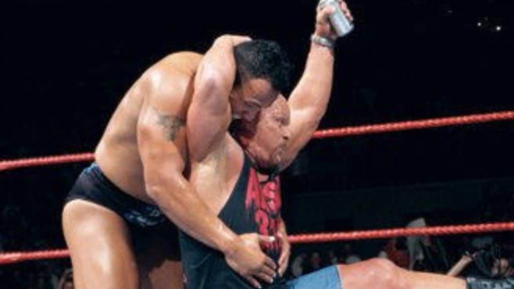 Steve Austin stuns The Rock on WWE RAW