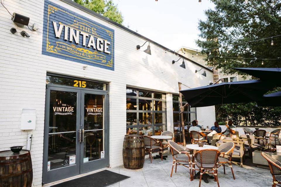 The Vintage Whiskey & Cigar Bar offers patio seating, some of which is covered.