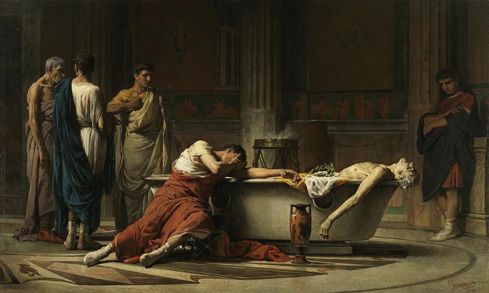 La muerte de Séneca, 1871. Se encuentra en la colección del Museo del Prado, Madrid. Artista: Domínguez Sánchez, Manuel (1840-1906).