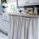 <p> Integrating appliances can be a costly business but leaving them exposed sometimes means they can spoil the look of your kitchen. </p> <p> If you're a whizz with the sewing machine, use budget kitchen ideas to make a pretty curtain to conceal your appliances or cover any shelves. This softens the scheme by making sure unattractive machines or spaces without unit doors are disguised. </p> <p> Choose a fabric that emphasises the theme of your kitchen and links with the colours of the walls and accessories – whether it's something muted like this, or a bolder pattern. </p>