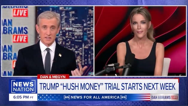Megyn Kelly argued during a NewsNation segment with Dan Abrams that Donald Trump is going to be convicted in a Manhattan “hush money” trial because “these are not Trump lovers” who are going to be on the jury in Democratic NYC. News Nation