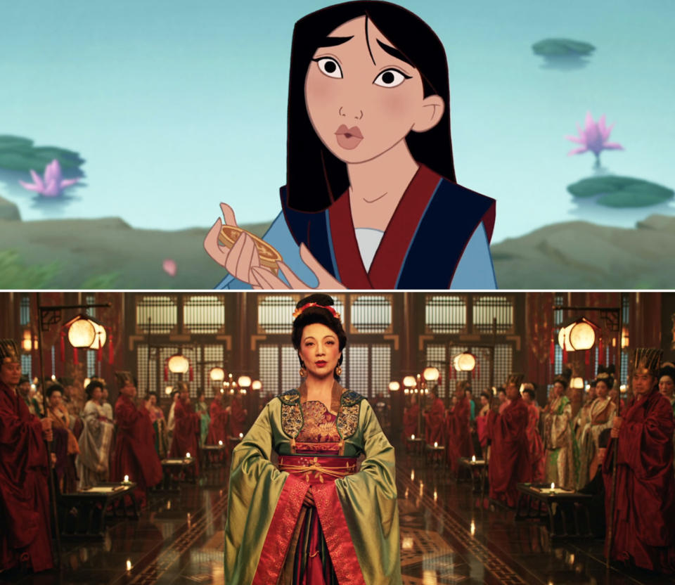 Screen grabs from both "Mulan" films