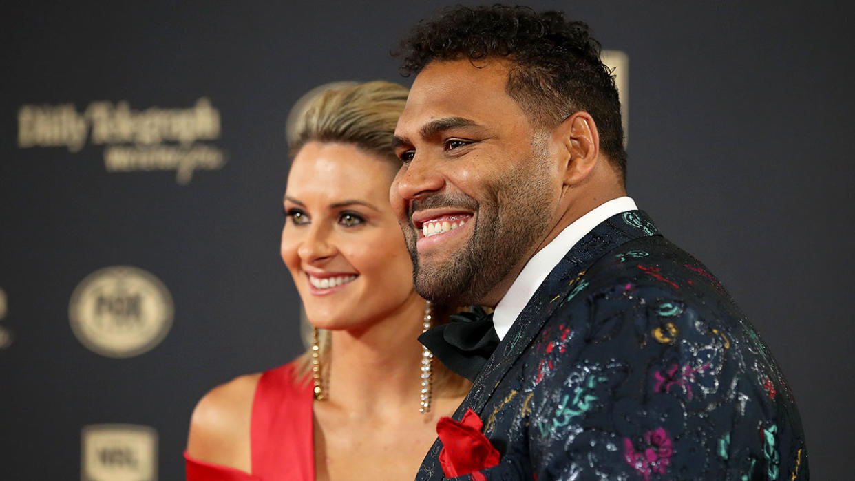 Sam Thaiday is pictured here with his wife Rachel in 2018.