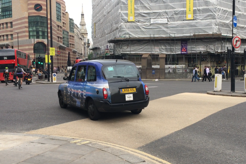 Warning: A black cab driving through the junction after the ban came into place