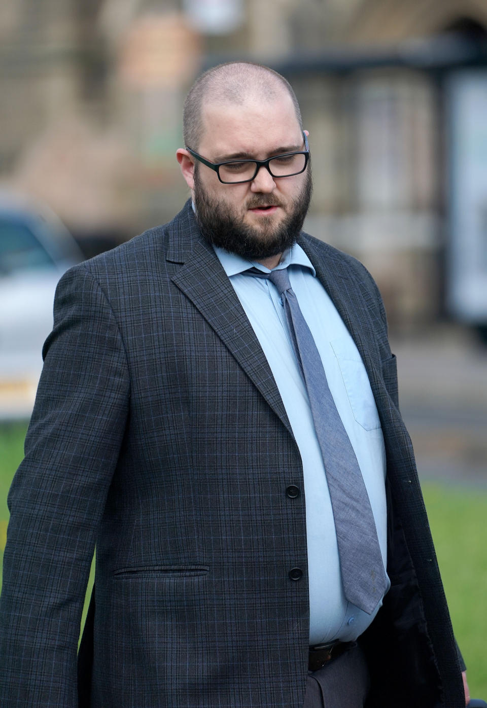 Paul Crowther arrives at North Tyneside Magistrates' Court in North Shields where he faces charges of common assault and criminal damage after throwing a milkshake at Nigel Farage during a city centre walkabout.