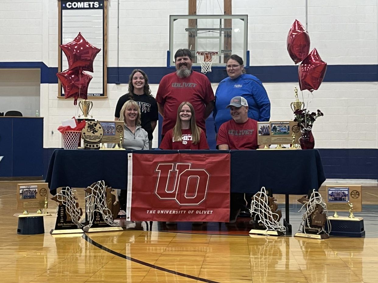 Mackinaw City senior Gracie Beauchamp will continue her basketball career as a member of the University of Olivet women's basketball program next season. In front of many supporters at her high school, Beauchamp signed for the Comets on Thursday.