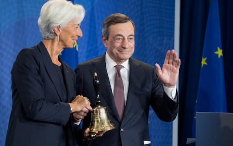 Draghi Lagarde - Credit: Boris Roessler