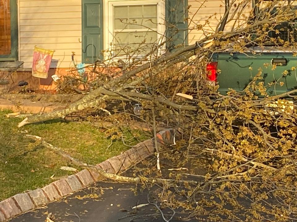 The aftermath of possible tornado damage on Dogwood Drive in Jackson on Sunday April 2, 2023