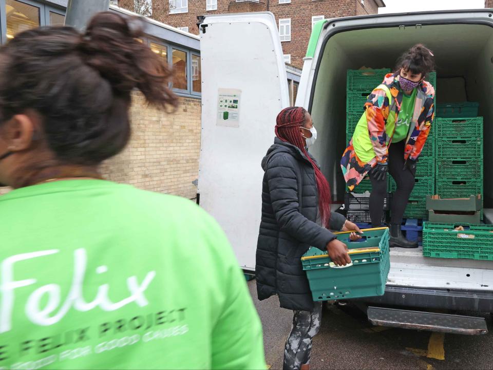 The Felix Project van makes a delivery to the Concorde Youth Centre in Hackney (NIGEL HOWARD)