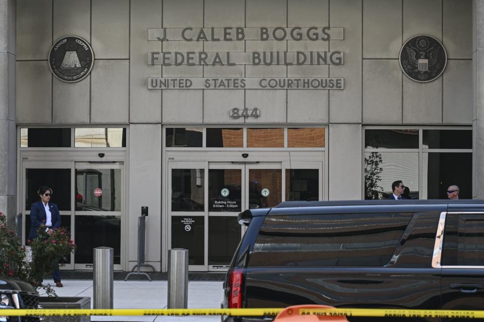 The J. Caleb Boggs Federal Building in Delaware on July 26, 2023, where Hunter Biden’s case was reviewed by a judge. <a href="https://www.gettyimages.com/detail/news-photo/united-states-president-joe-bidens-son-hunter-biden-exits-news-photo/1556770971?adppopup=true" rel="nofollow noopener" target="_blank" data-ylk="slk:Celal Gunes/Anadolu Agency via Getty Images;elm:context_link;itc:0;sec:content-canvas" class="link ">Celal Gunes/Anadolu Agency via Getty Images</a>