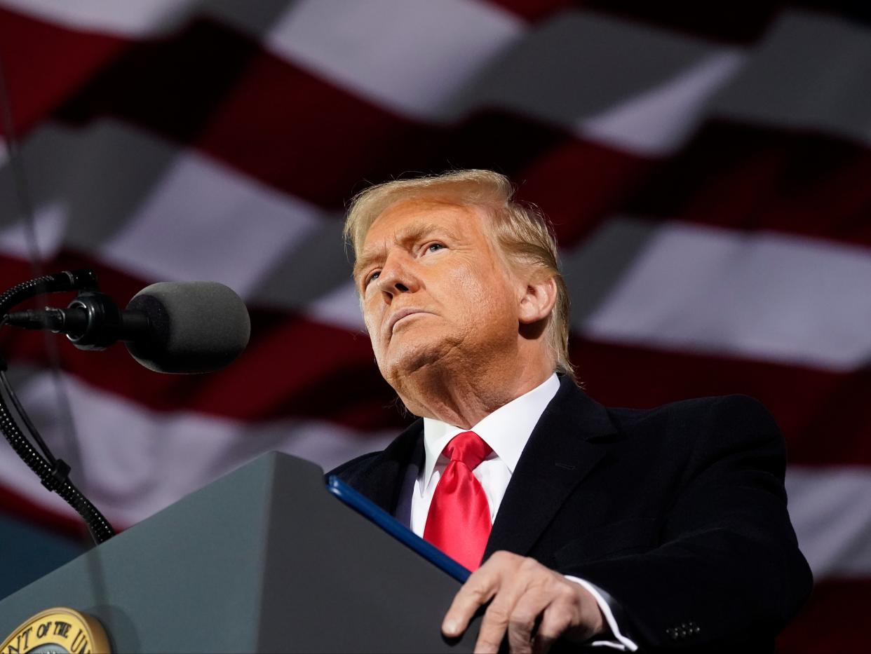 US president Donald Trump in Iowa on Wednesday  (AP)