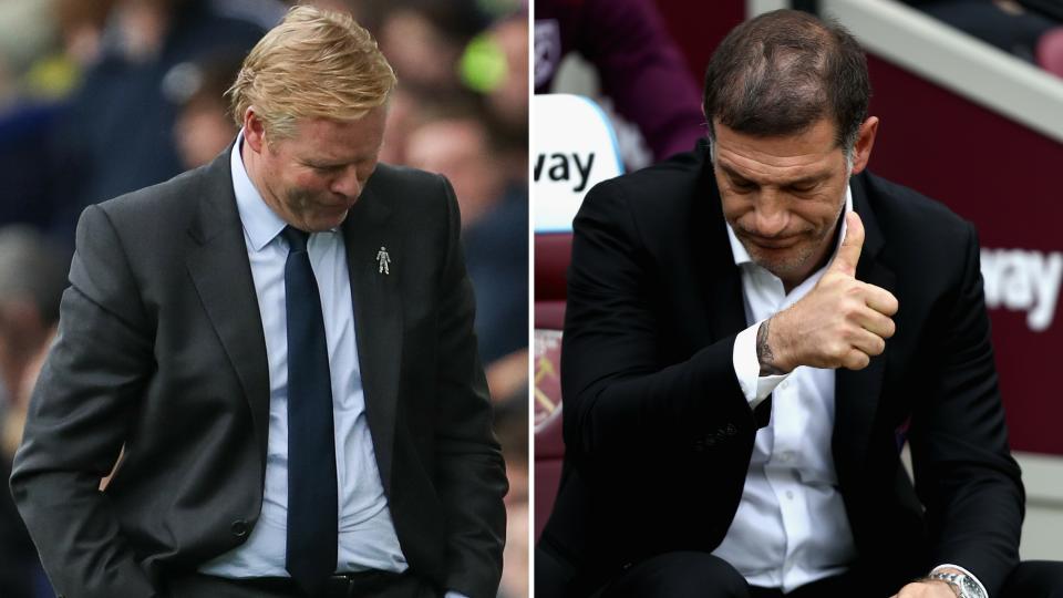 Things are looking grim for Ronald Koeman (left) but Slaven Bilic seems to have earned a stay of execution