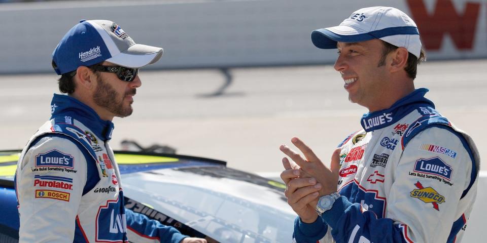 jimmie johnson and chad knaus at 2010 race in virginia