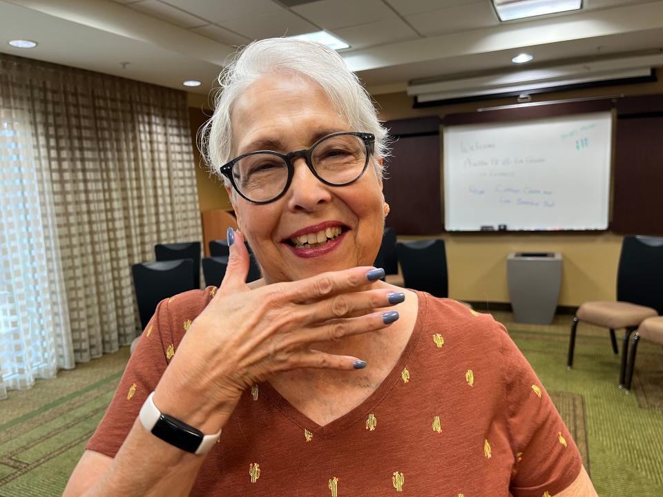 Louise Langley, 72, loves to get her nails done with gel polish because it strengthens them.