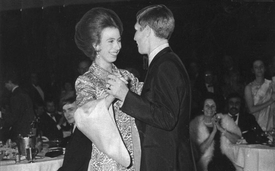 Princess Anne dancing with Ken Buchanan at the British Sports Writers Association in 1971