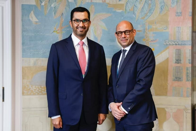 COP28 president Sultan al-Jaber and UNFCCC boss Simon Stiell. Photo: PA